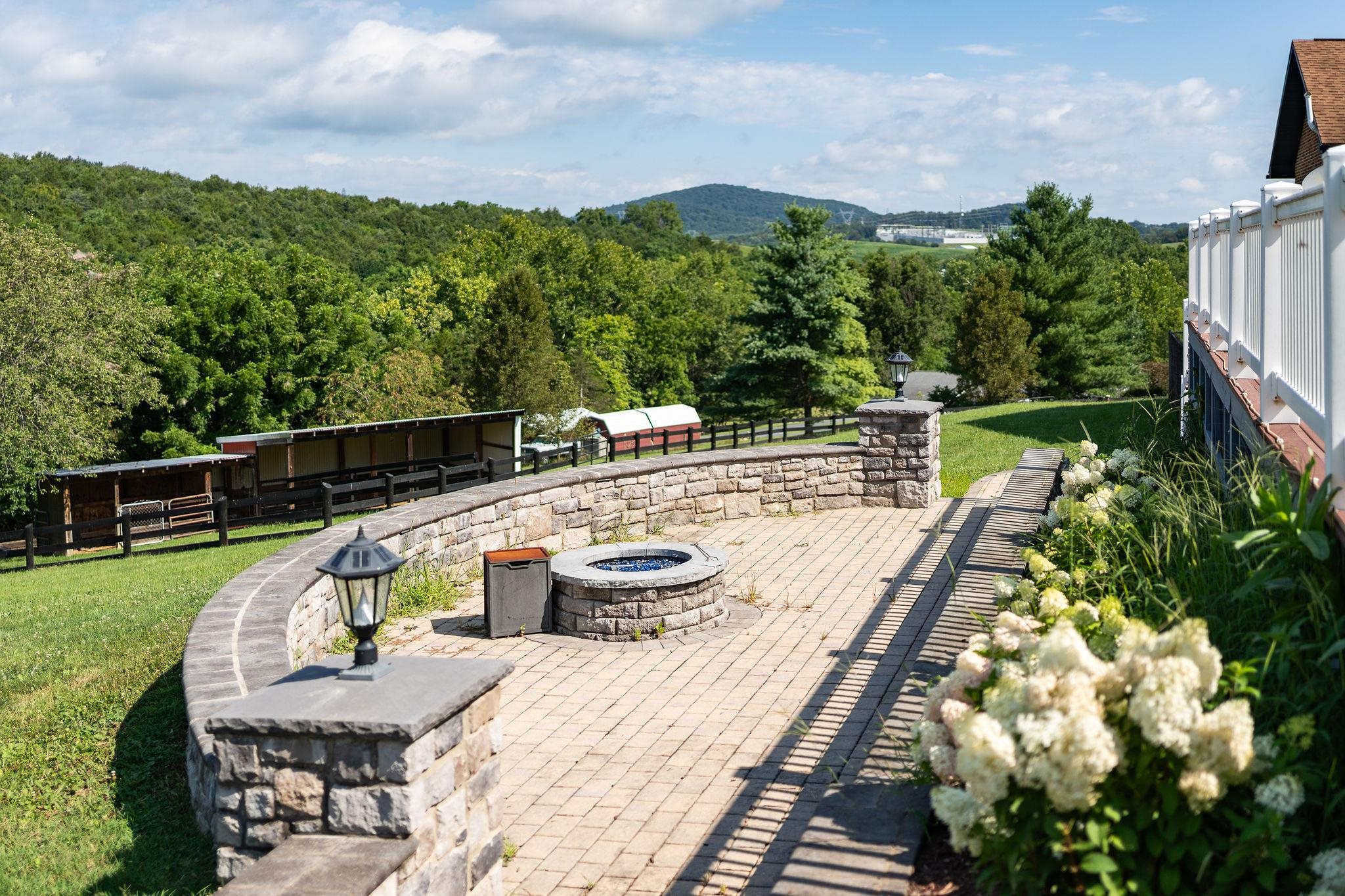 308 Stonewall Road Weyers Cave, VA 24486 - Photo 20 of 71 a view of a patio with couches table and chairs and potted plants
