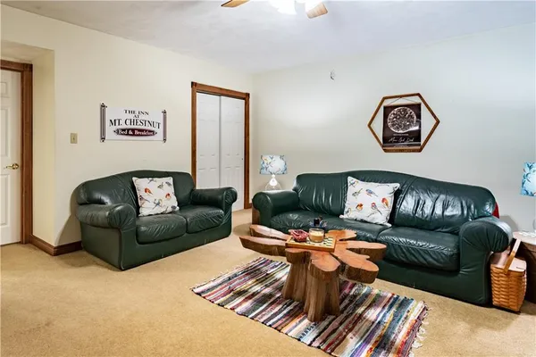 a living room with furniture and a couch