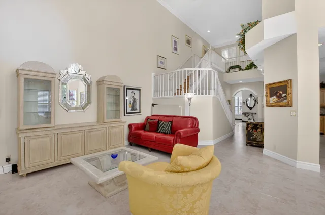 a view of a hallway with a livingroom