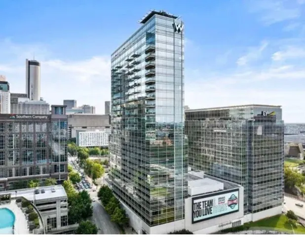 a view of a city with tall buildings