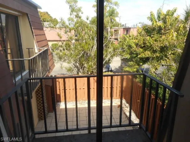 a view of a yard with palm trees