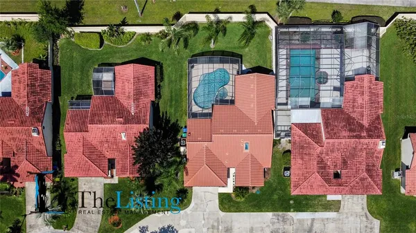 an aerial view of an outdoor space