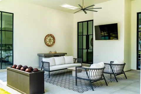 a outdoor space with furniture