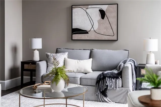 a kitchen with a sink and a mirror