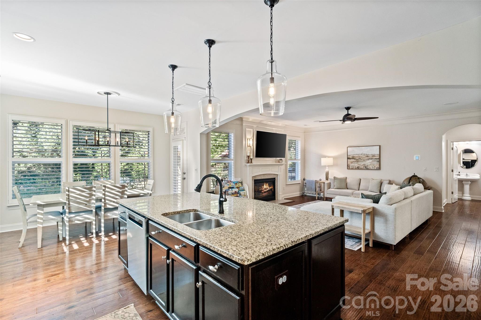 9104 Blue Ridge Drive Indian Land, SC 29707 - Photo 12 of 41 a living room with furniture a fireplace and wooden floor