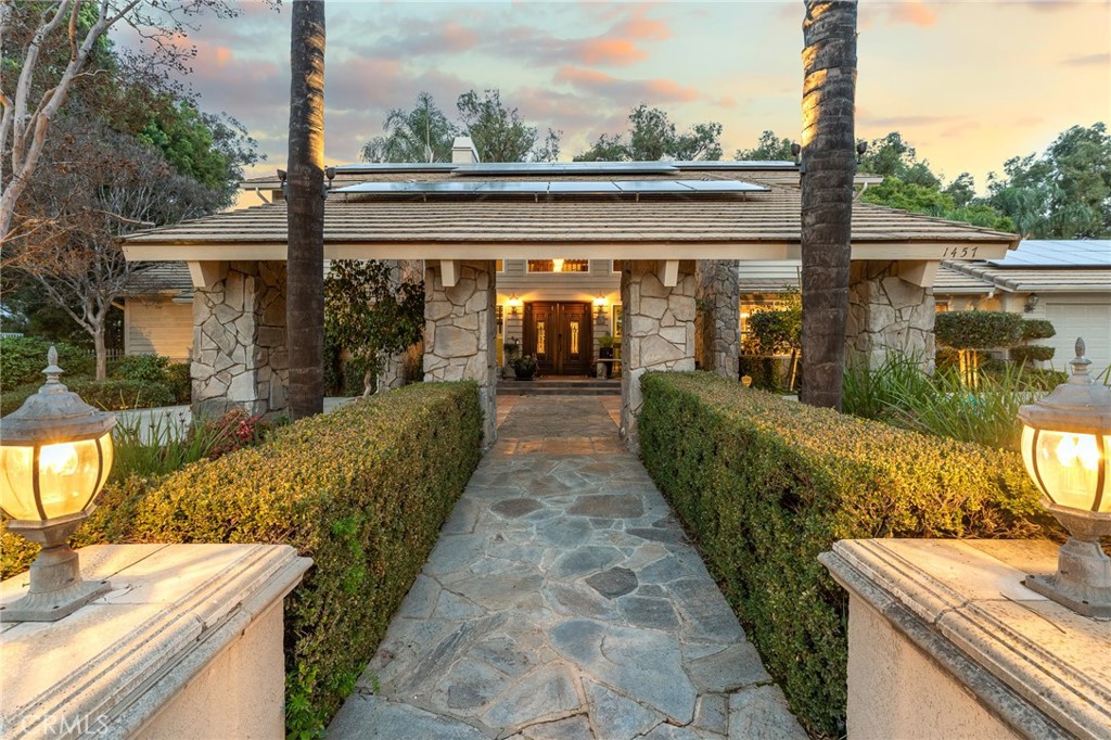 1457 Crestview Road Redlands, CA 92374 - Photo 7 of 60 Front approach to house with natural skies and lighting