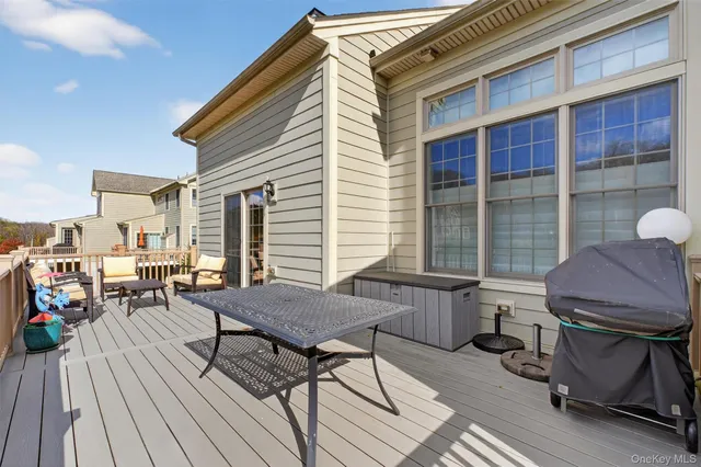 a outdoor space with a lounge chair