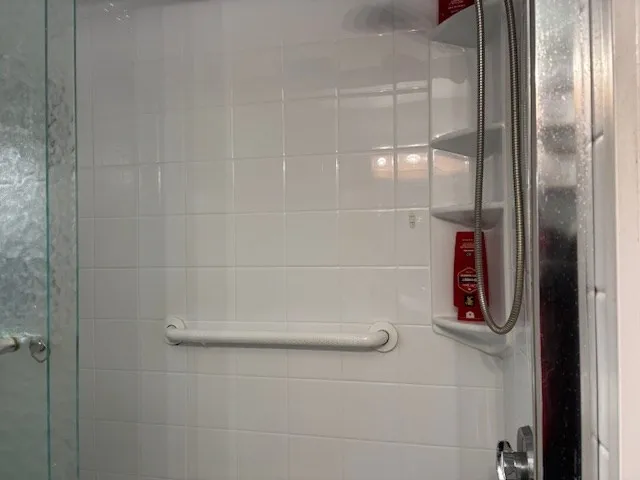 a bathroom with a shower