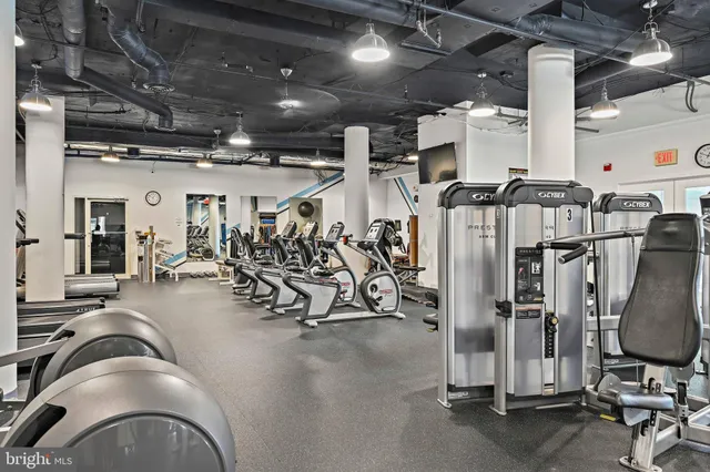 a view of a room with gym equipment
