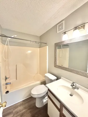 a bathroom with a sink a toilet and a bathtub