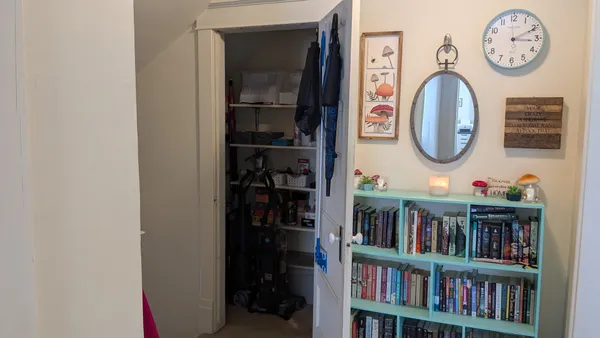 a view of a hallway with elevator