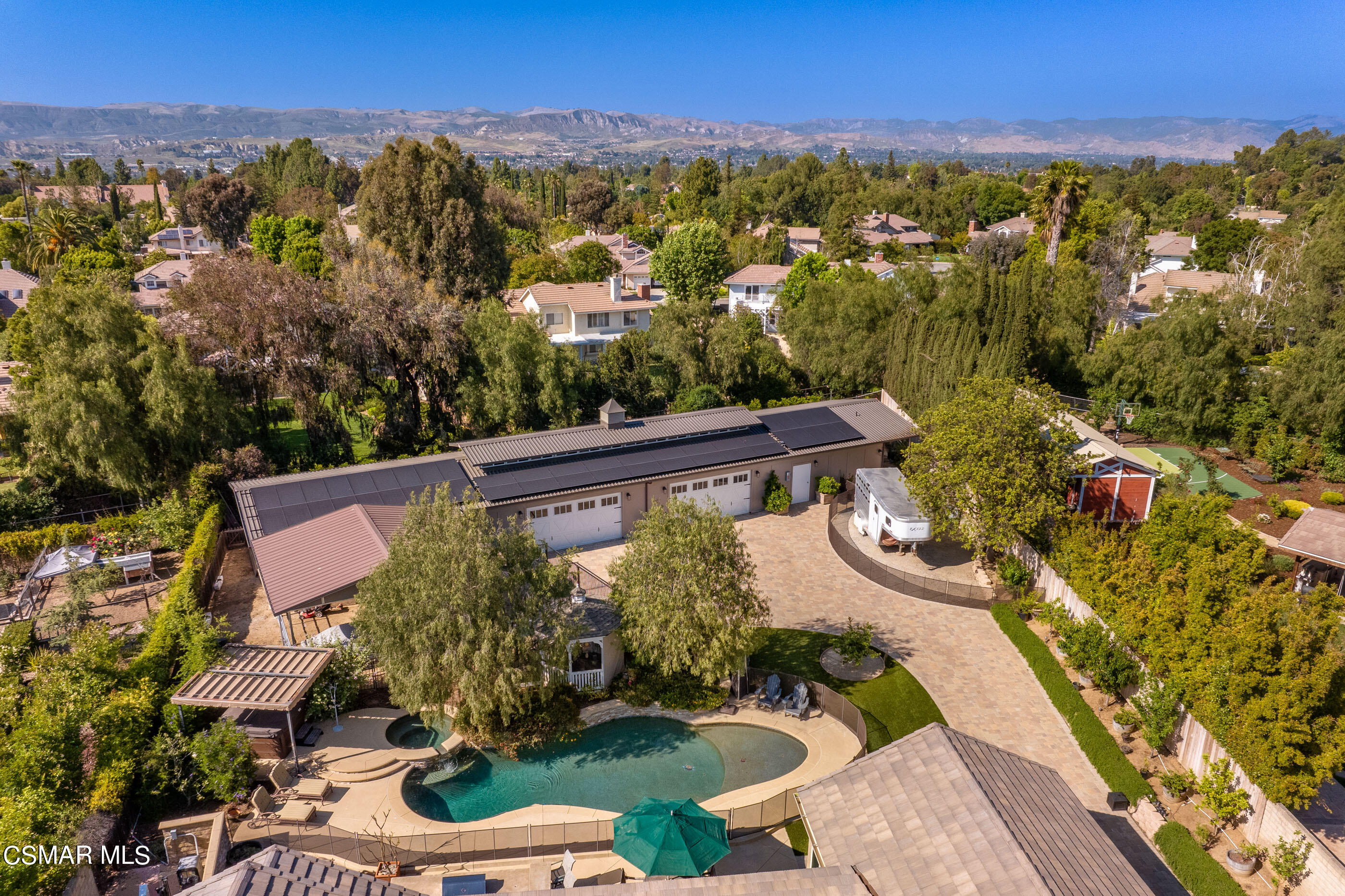 525 Aqueduct Court Simi Valley, CA 93065 - Photo 75 of 98 an aerial view of a house with a garden