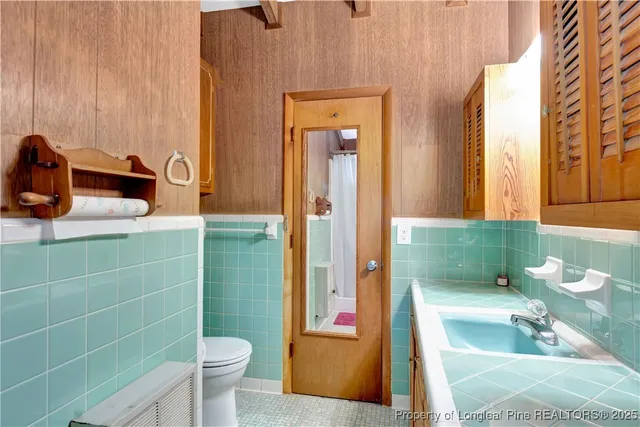 a bathroom with a sink and toilet