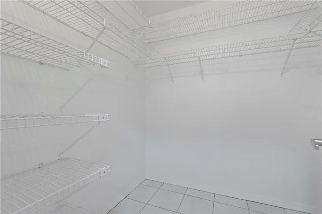 a view of a room with racks on the wall