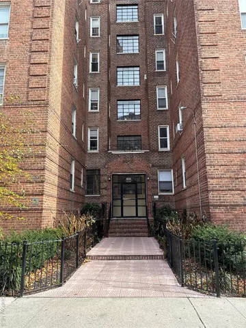 a view of a brick building