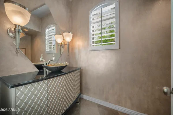 a view of a hallway with windows