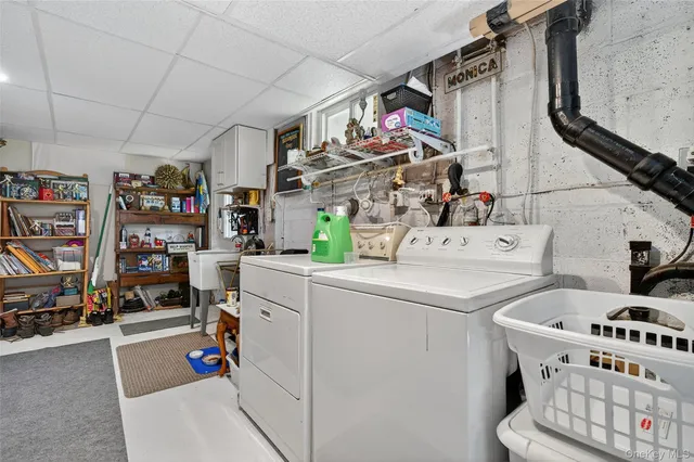 a storage room with washer and dryer