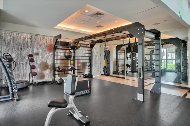 a view of a room with gym equipment