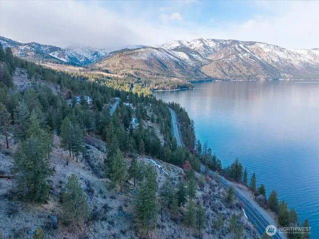 a view of a lake with a mountain