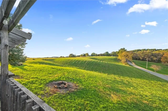 a view of a lake from a yard