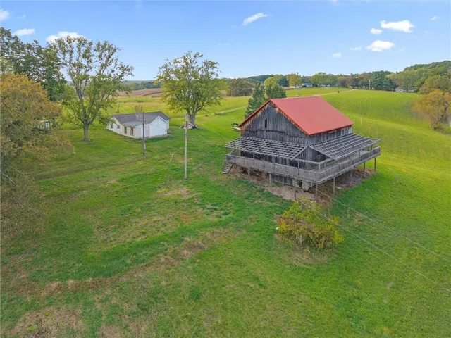 a view of a lake with a big yard