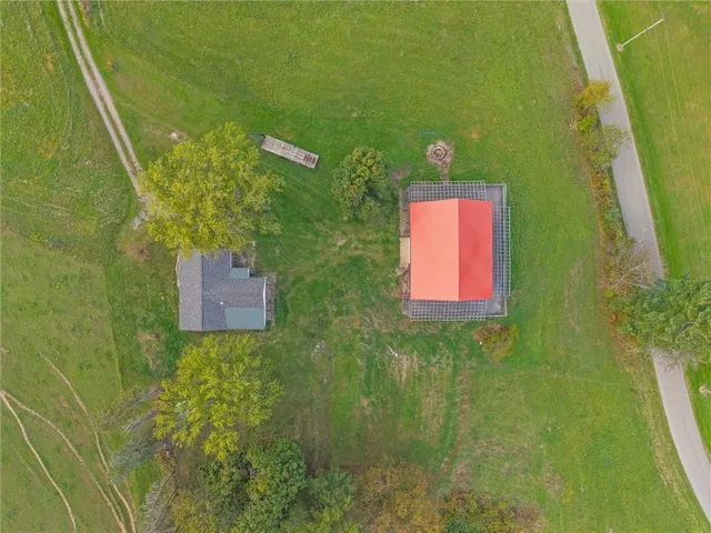 an aerial view of a golf course with a yard