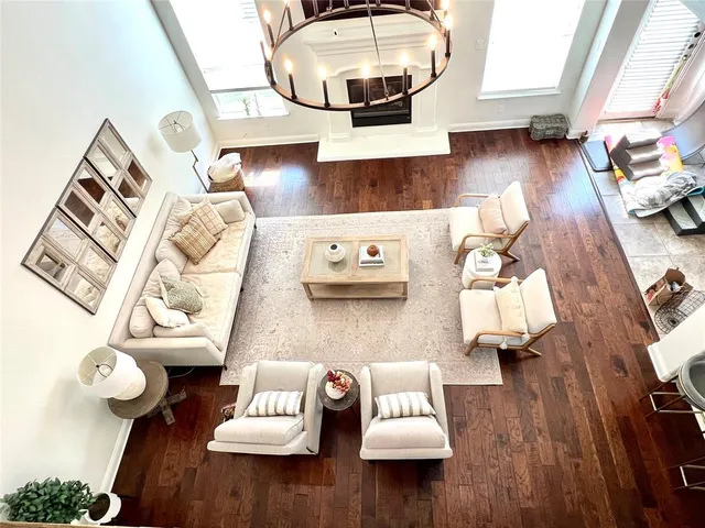 view of living room with furniture and wooden floor
