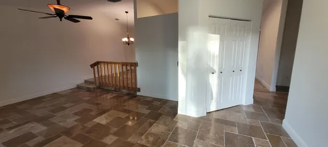 a view of a room with a bathroom