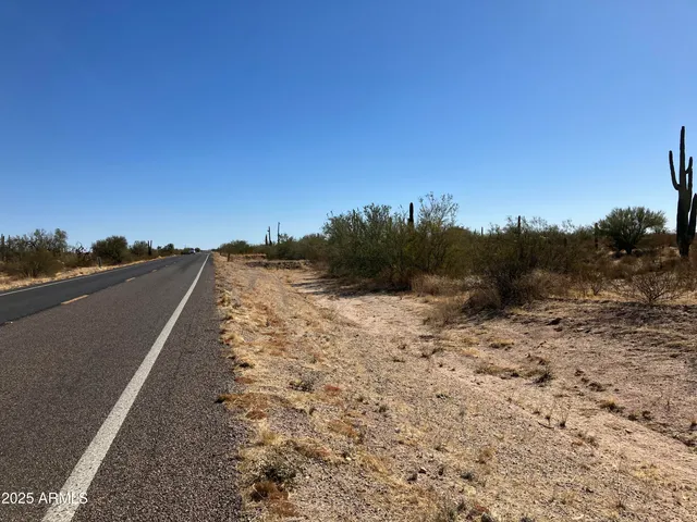 a view of a dry yard with wooden fence