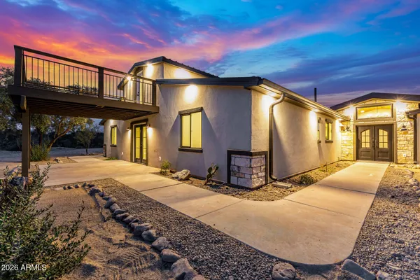 a view of a house with a patio