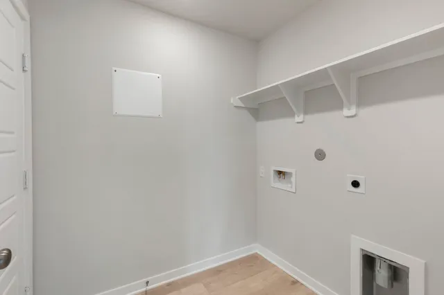 a view of small space with racks on the wall