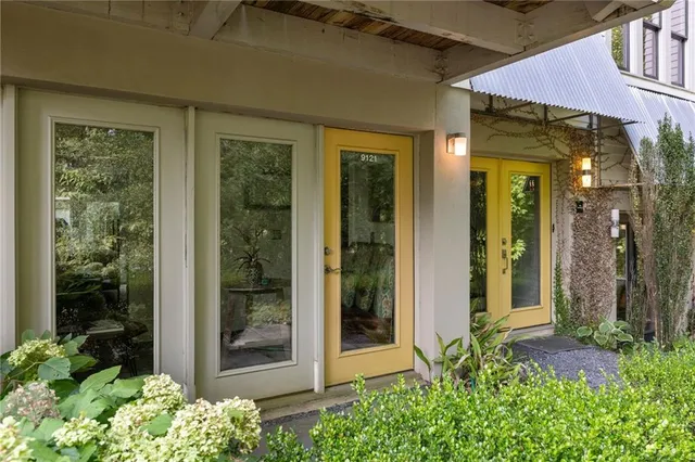 front view of a house with a glass door