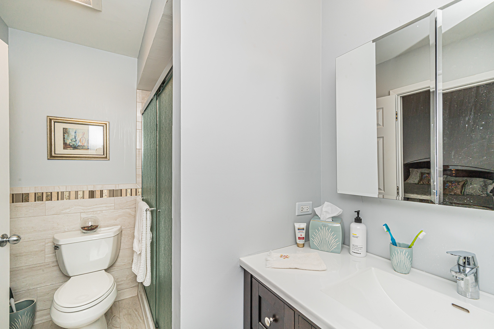 159 Harding Avenue Des Plaines, IL 60016 - Photo 29 of 44 a bathroom with a sink a toilet and a mirror