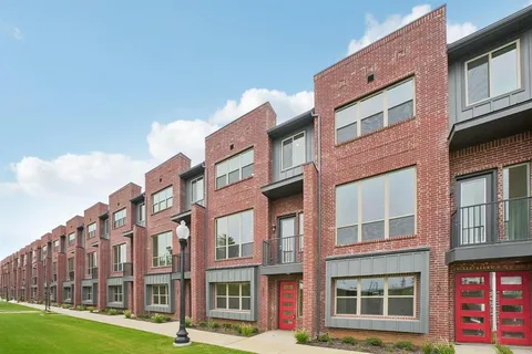 a front view of a multi story building