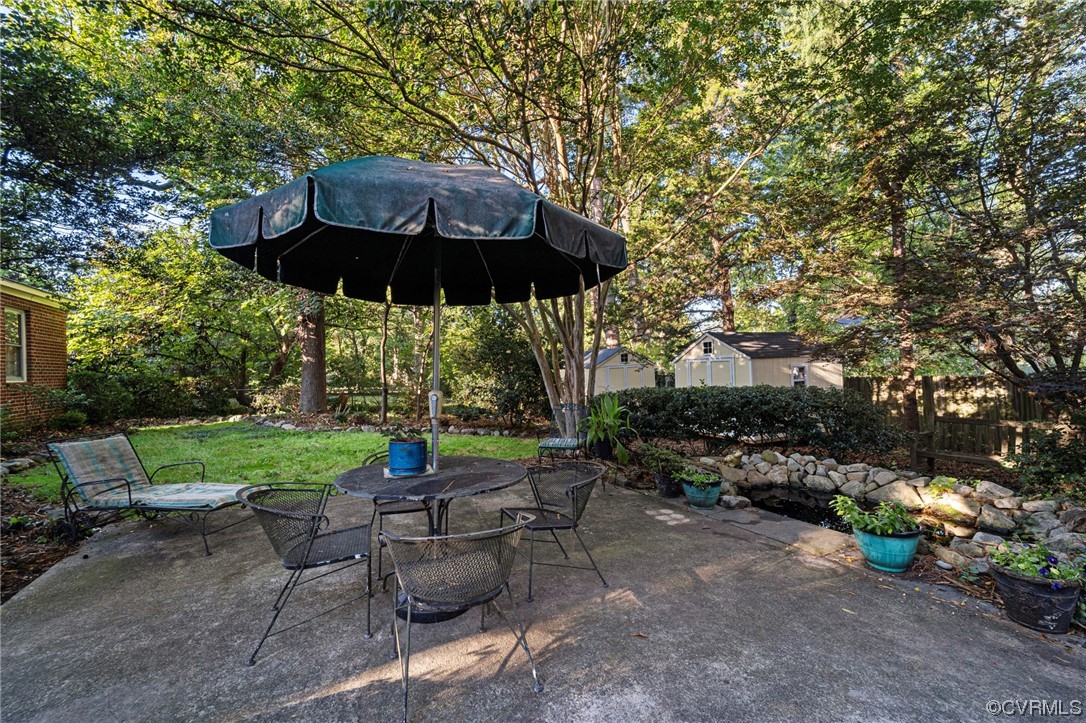1018 Ridge Top Road Henrico, VA 23229 - Photo 30 of 33 a view of a table and chairs under an umbrella in backyard