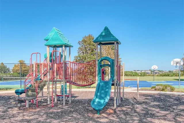 a view of a swimming pool with a garden