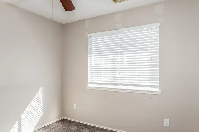 a view of a small space with a window