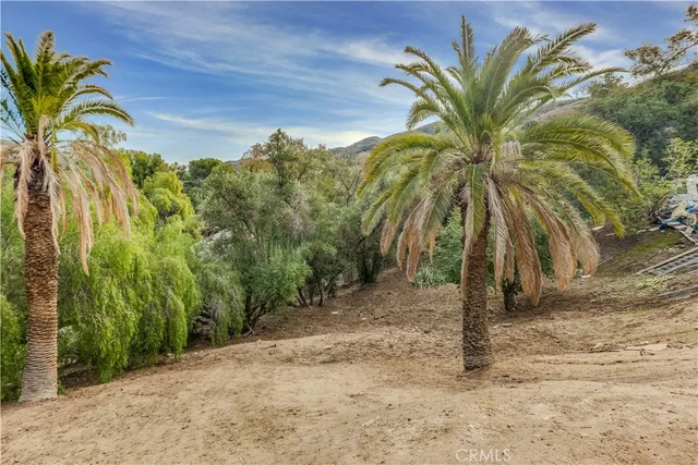 a view of a road with a yard