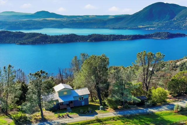 a view of a lake with a mountain in the background