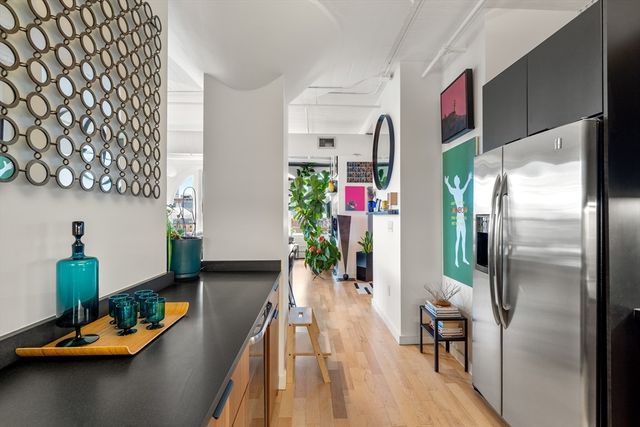 a building exterior with furniture