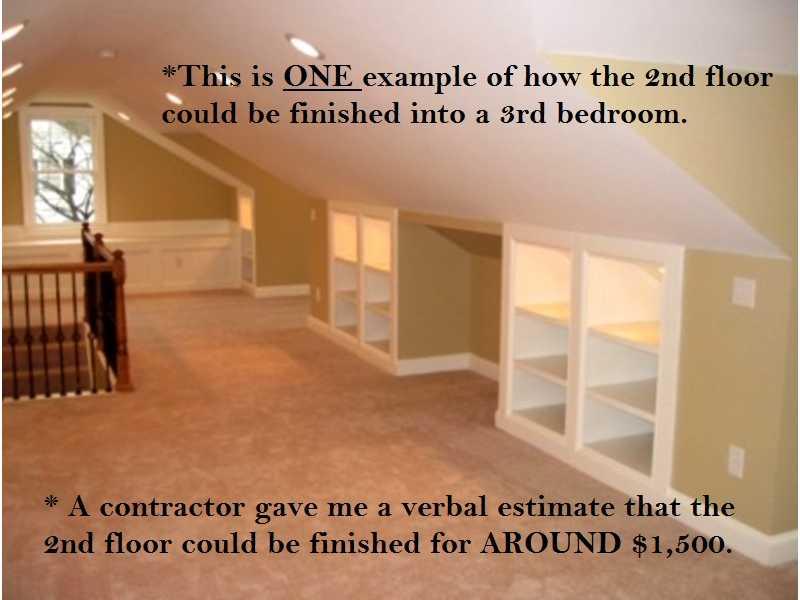 543 Ridge Road Ambridge, PA 15003 - Photo 22 of 23 2nd Floor Plan. This is NOT THE CURRENT CONDITION OF THE 2ND FLOOR. I am just showing a visual approximation of what a similar size & shape attic room can look like. NOTE the built in shelves and cabinets - There is plenty of space in the current room to build this.