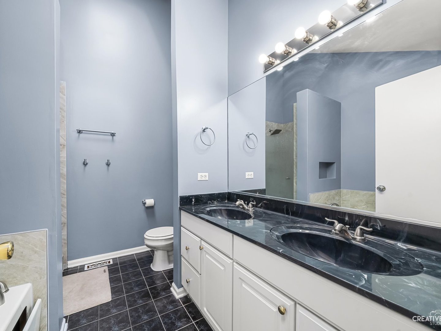 301 Inner Cir Drive Bolingbrook, IL 60490 - Photo 15 of 20 a bathroom with a granite countertop sink a toilet and a mirror
