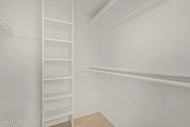 a view of an empty walk in closet