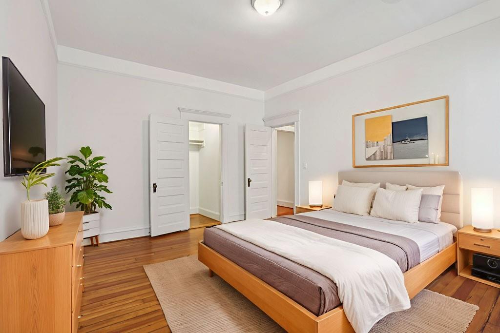 36 South Prado Northeast Atlanta, GA 30309 - Photo 16 of 31 a bedroom with a bed and a potted plant