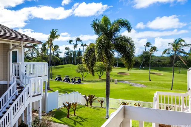 a view of a garden with swimming pool
