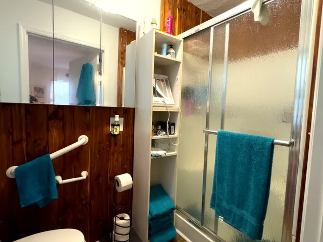 a bathroom with a sink and mirror