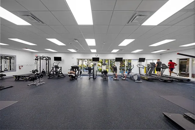 a view of a room with gym equipment