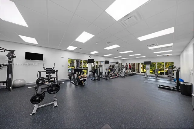 a view of a room with gym equipment