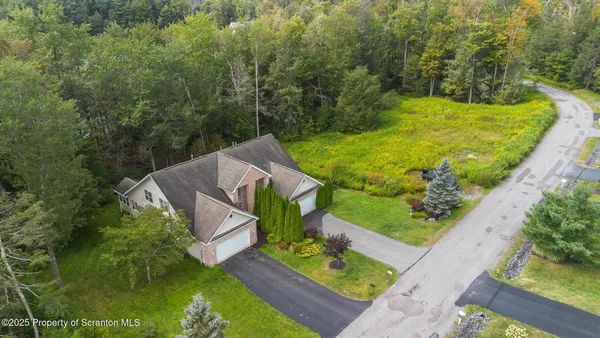 an aerial view of a house