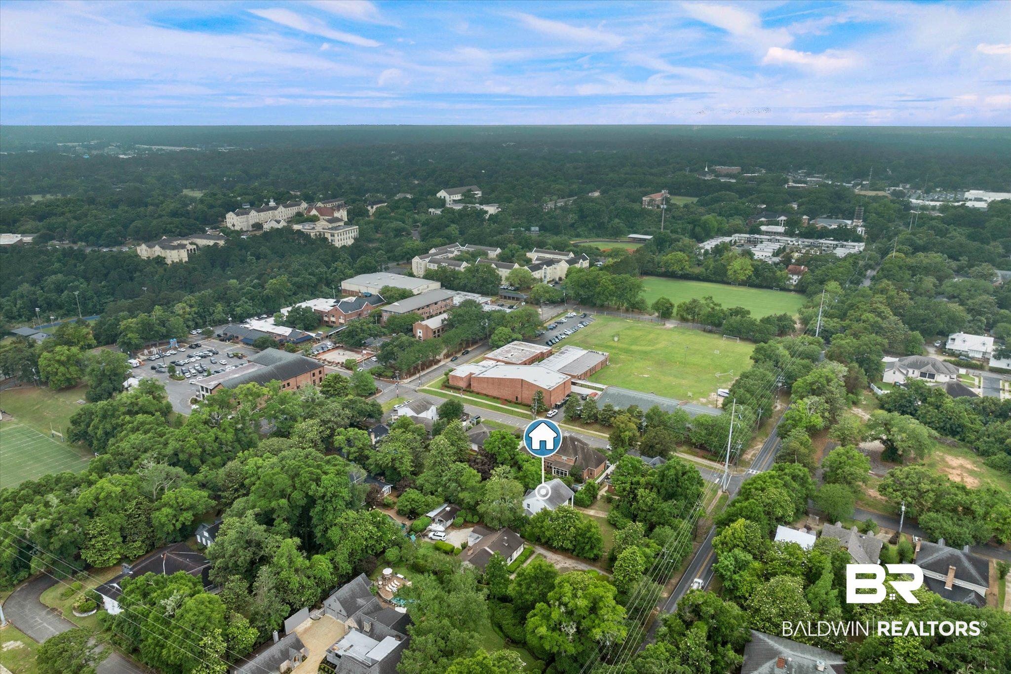 3863 Old Shell Road Mobile, AL 36608 - Photo 42 of 48 Aerial panorama showcasing extensive tree canopy and surrounding developments
